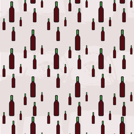 Wine bottle illustration seamless patternの写真素材