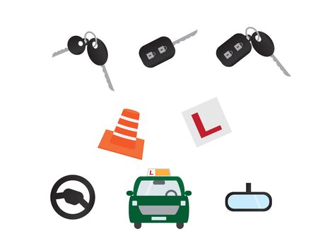 Driving Lessons and Transportation elementsのイラスト素材