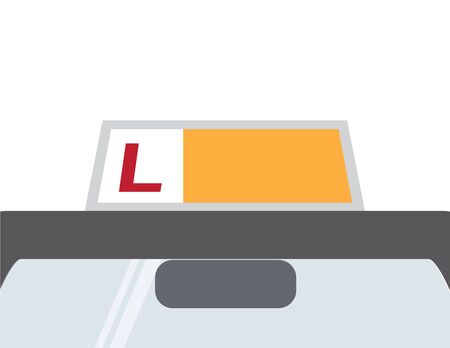 Driving School Car Closeup on White Backgroundのイラスト素材