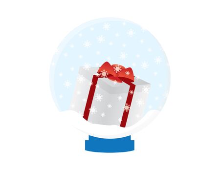 White Red Gift Box in a Snow Globeのイラスト素材