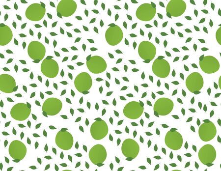 Green Lemons and Leaves Patternのイラスト素材
