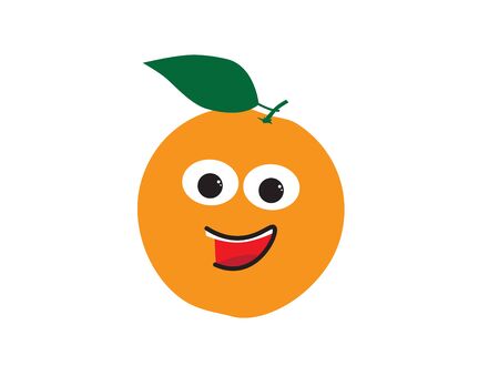 Cute Happy Orange Cartoon on White Backgroundのイラスト素材