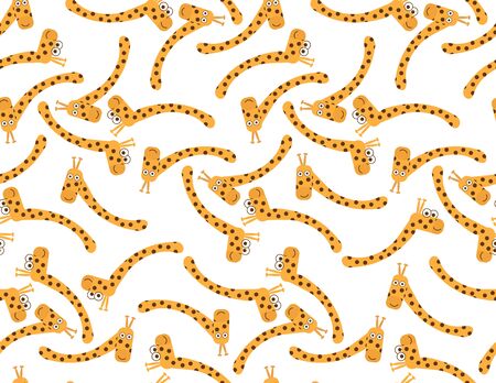 Cartoon Giraffe Head and Neck Seamless Pattern on White Backgroundのイラスト素材