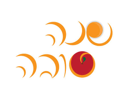 Hebrew Greeting For The Jewish New Year - Rosh Hashana. Orange Hebrew Letters and Top View of Honey and Red Apple. Translation: Happy New Yearのイラスト素材