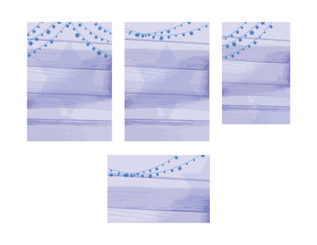 Set of wooden rustic Jewish wedding invitation and stationary with Star of David bunting decorationsのイラスト素材