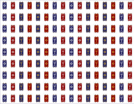 Red Blue Torah Scrolls Seamless Pattern on White Backgroundのイラスト素材