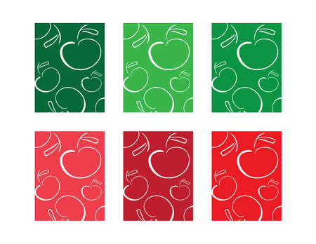 Set of colorful cards with White Apples patternのイラスト素材