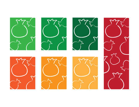 Set of colorful cards with White Pomegranates patternのイラスト素材