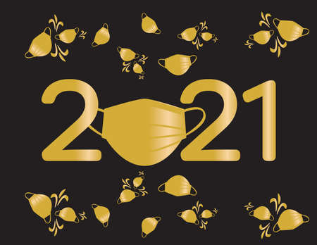 New year 2021 - Black Hand written numbers on White backgroundのイラスト素材