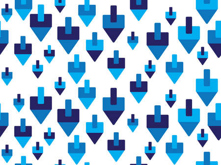 Blue White Jewish holiday Hanukkah dreidels seamless backgroundのイラスト素材
