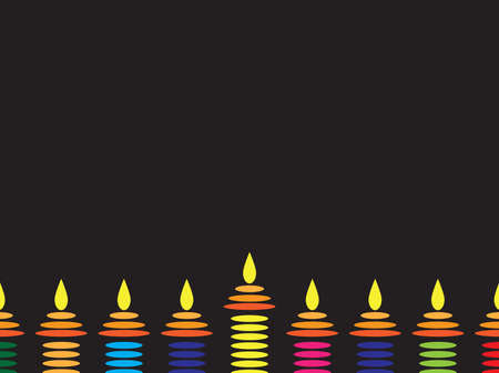 Horizontal Hanukkah banner - Gold Menorah with candles and stars on Black backgroundのイラスト素材