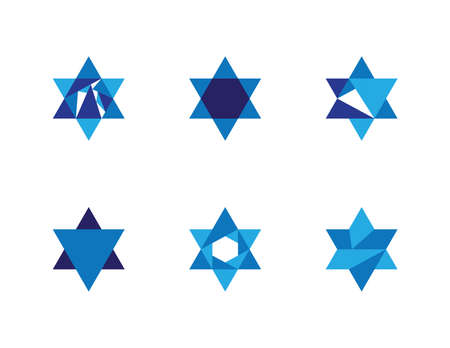 Set of Star of David shapes, different designs on White backgroundのイラスト素材
