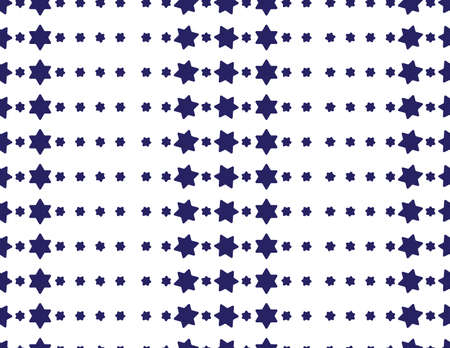 Blue Star of David seamless pattern on White background, Star of David various sizesのイラスト素材