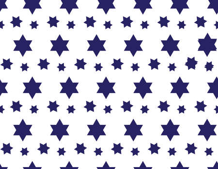Blue Star of David seamless pattern on White background, Small and Large Star of David shapesのイラスト素材