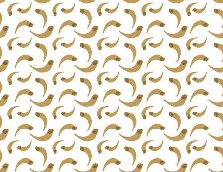 Brown Jewish Shofar seamless pattern on White backgroundのイラスト素材