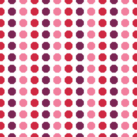 Purple Red Pink octagon shapes rows seamless pattern on White backgroundのイラスト素材