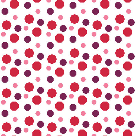 Purple Red Pink octagon shapes seamless pattern on White backgroundのイラスト素材