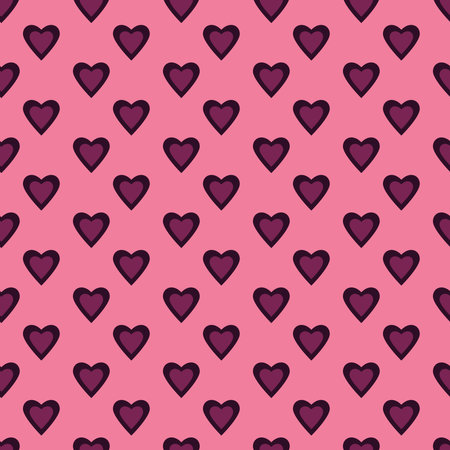 Purple Hearts shapes seamless pattern on Pink backgroundのイラスト素材