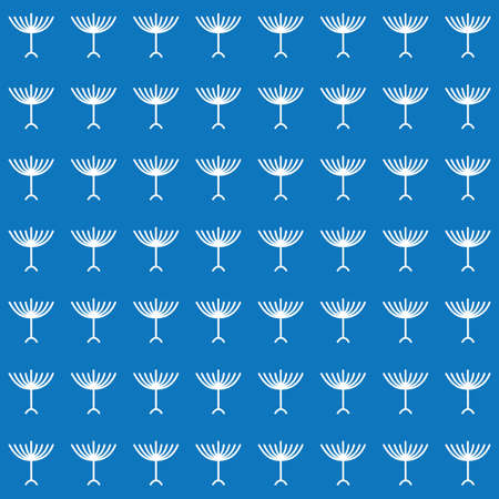Blue White Hanukkah background, White Menorah seamless pattern on Blue backgroundのイラスト素材