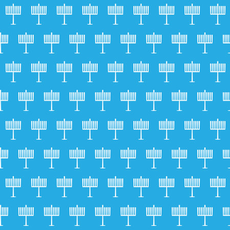 Blue White Hanukkah background, White Menorah seamless pattern on sky Blue backgroundのイラスト素材