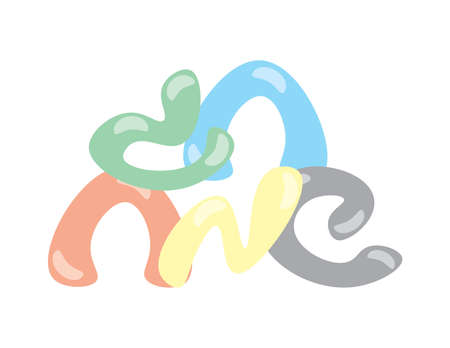 Colorful Hebrew Happy holiday greeting, Hebrew handwritten cartoon font, translation: Happy holidayのイラスト素材