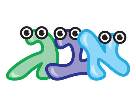 Cute colorful Hebrew ABC cartoon letters on White backgroundのイラスト素材