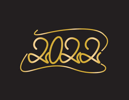 Gold shiny holographic 2022 number, Gold, Purple, Sky Blue geometric numbers on Black backgroundのイラスト素材