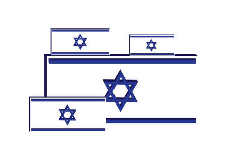 Group of 3D Israeli flags various sizes backgroundのイラスト素材