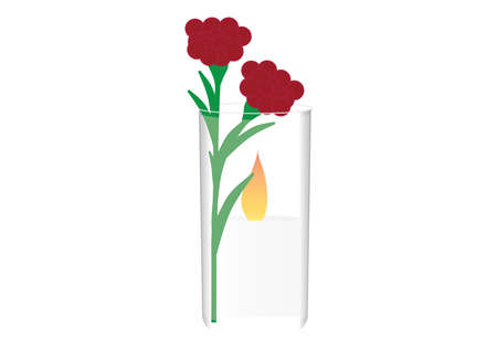 Memorial candle and large dam hamaccabim (blood of the Maccabees) flower on White backgroundのイラスト素材