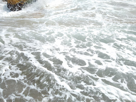 Waves on the beach seascape view, Kurumpanai beach in Tamilnadu
