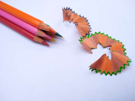 Color pencils on white background,の写真素材
