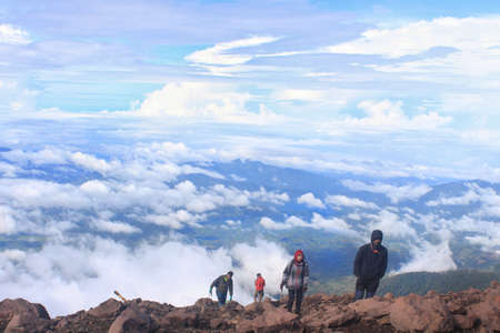Hiking Mount Kerinci with friends. spirit to the top.の写真素材