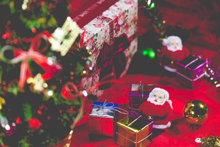 Christmas Tree and Christmas gift boxesの写真素材