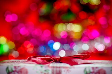 Abstract background of colourful Christmas bokeh lights