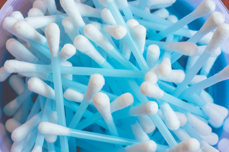 Cotton swabs to clean the earsの写真素材