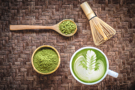 Matcha latte and matcha green teaの写真素材