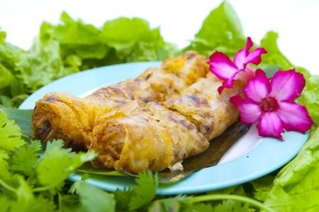 Deep fried spring rolls with vegetables