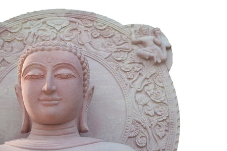 Buddha statue Carving from white sandstoneの写真素材