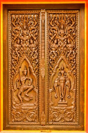 Carved wooden doors vow LDSの写真素材