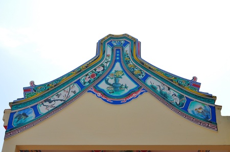 Painting beside the roof of the shrineの写真素材
