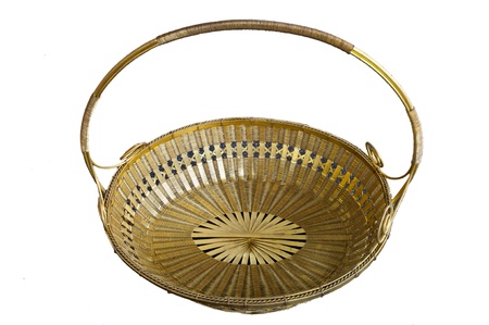 A basket of woven brass wire の写真素材