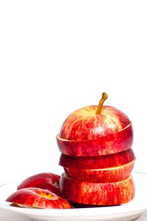 The apples were cut into pieces の写真素材