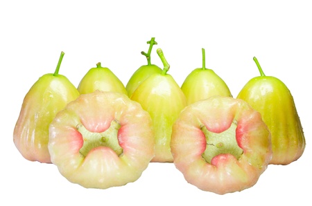 Green rose apple fruit on white background の写真素材