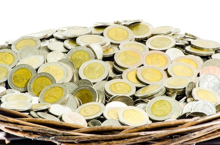 Coin Gift Baskets isolated on white 