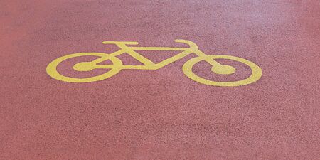 Symbol of a bicycle indicating a bike lane to pedal safely. Copy spaceの写真素材