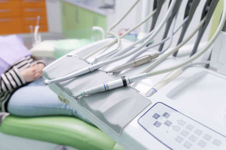 Dental tools in dental clinic. Dentist Concept.の写真素材