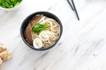 japanese ramen noodle, pork bone broth noodlesの写真素材