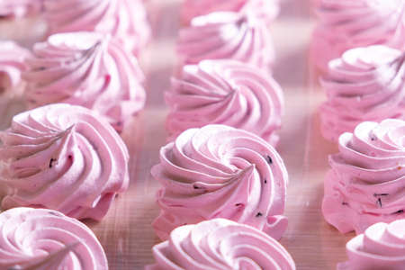 Homemade tender cherry marshmallows. Homemade sweets. Natural marshmallows. Selective focusの写真素材