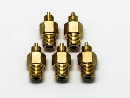 Brass fitting plumbing and threaded pipe adapter flow water and gas and oil