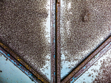 The metal surface is steel rusty orange.の写真素材